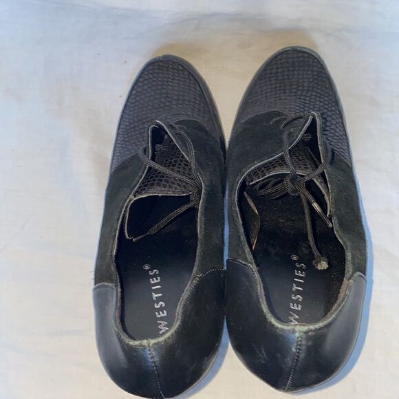 WESTIES Powell Black Leather and Suede Snakeskin Vamp Oxford Pump-10 - Picture 5 of 7